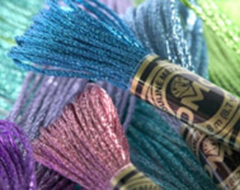 1 Skein DMC Light Effects Metallic Threads Available in 36 Colours Size 25 Cross Stitch Needlework Crewel Embroidery