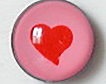 1 Pair 16mm Article APD Pink w/ Red Heart Plastic Craft Eyes Flat Back No Stem