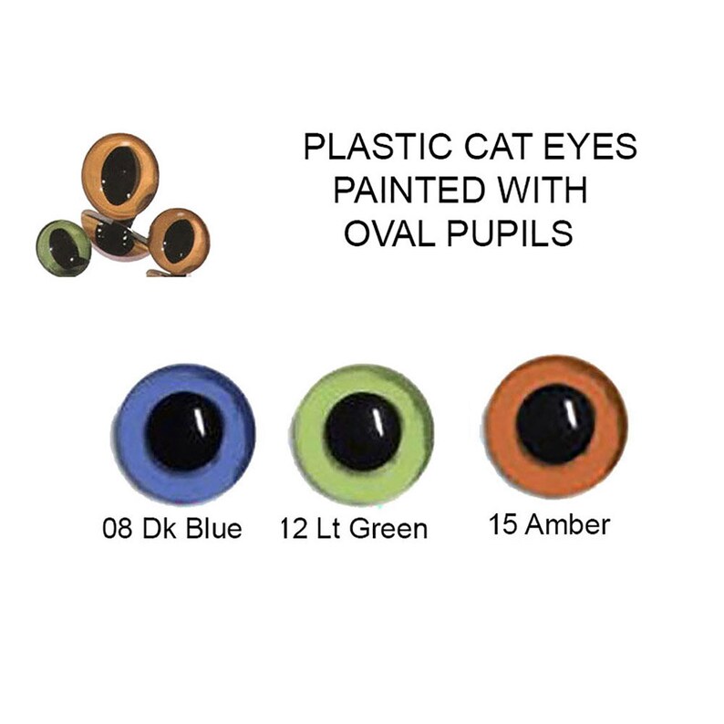 1 Pair 12mm Article Z Plastic Sew On Eyes Available in 15 Colours Oval Slit Pupils Teddy Bear Cat Dragon Plush Toy Stuffed Animal