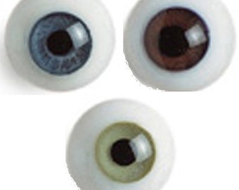 1 Pair 12mm Glass Doll Eyes Available in Blue, Brown or Green