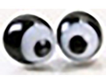 14mm Black & White Sew On Squinting Glass Eyes Teddy Bears Plush Toys Stuffed Animals CLEARANCE MARKED DOWN due to Flaws Irregular Pupils