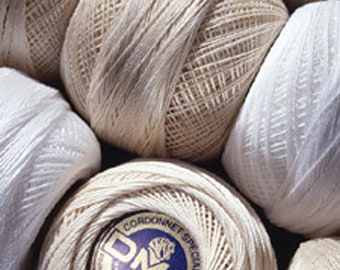 1 ovillo de hilo de algodón DMC Cordonnet Special White Ecru para crochet, talla 20-100, para hacer encajes, manteles, pañuelos y manteles individuales