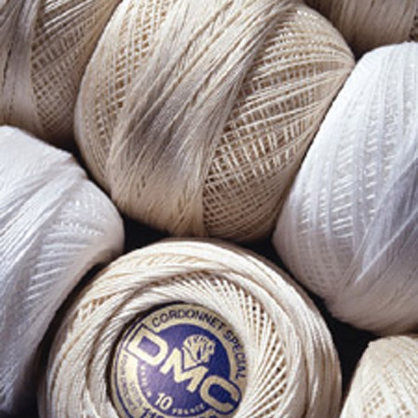 1 Ball DMC Cordonnet Special White Ecru Crochet Cotton Size 20 - 100 Lace Making Handkerchief Tablemats / fil coton pour crochet