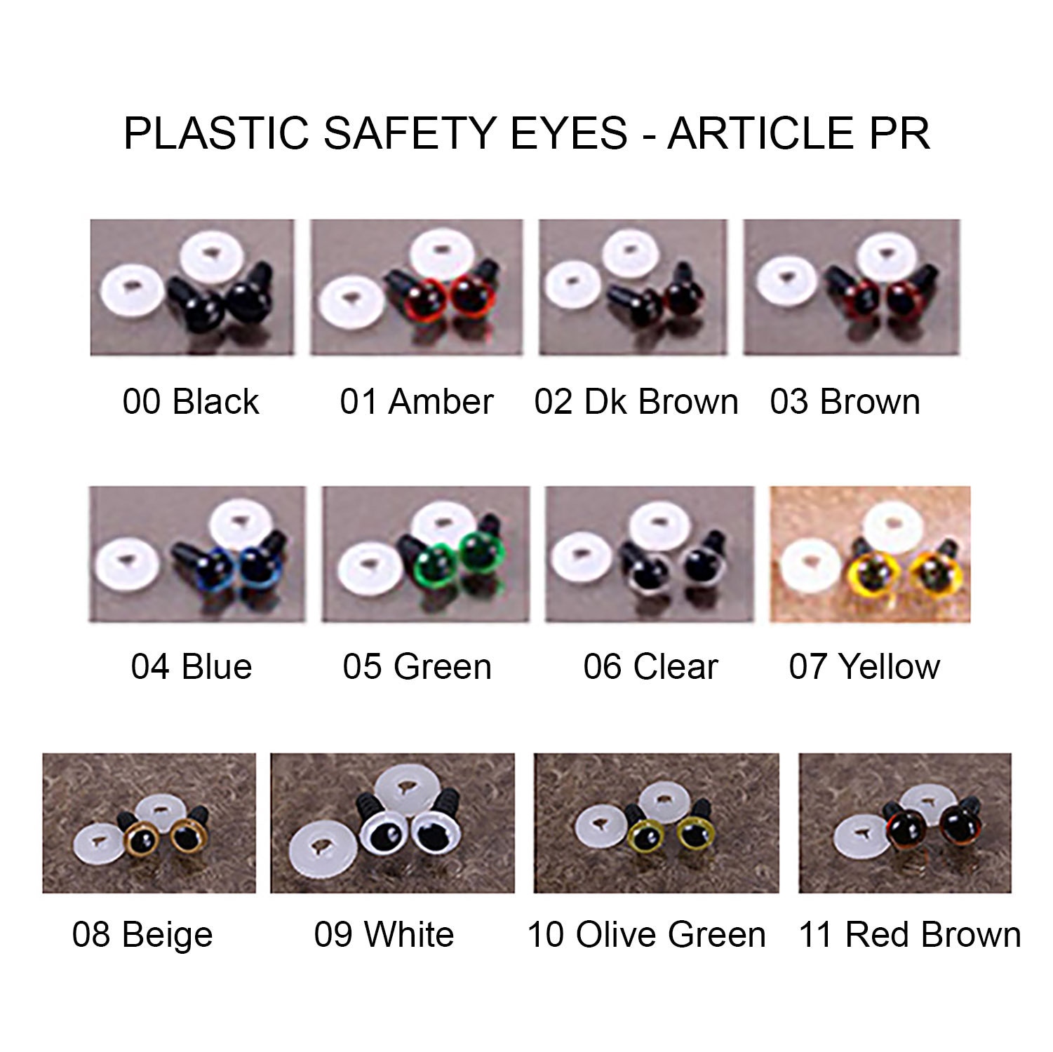 1 Pair 8mm Article PR7 Plastic Safety Eyes Round Pupils Plastic