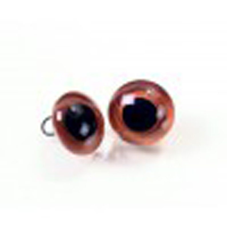 1 Pair Glass Eyes Brown w Colour Burned In Article PR6 6mm to 16mm Matched Pairs on a wire loop Teddy Bear Doll Plush Toy Miniature Plushie