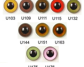 1 Pair 12mm Article U Plastic Sew On Eyes Round Pupils Loop on Back Marked Down due to Small FLAWS Rough Edges Teddy Bear Plush Toy