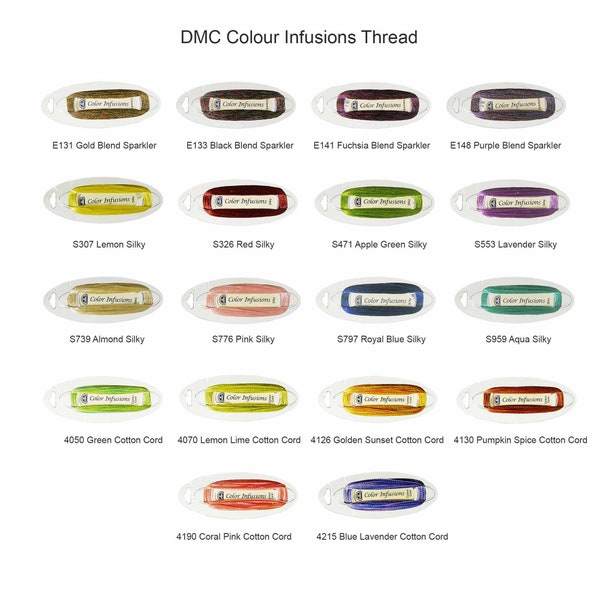 1 Skein DMC Colour Infusions Cotton Cord, Silky, Sparklers, OR Memory Thread Paper Crafts Cross Stitch Needlework Embroidery Needlepoint