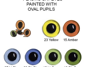 1 Pair Plastic Sew On Cat Eyes 5mm - 16mm Article LP2 Oval Pupils Teddy Bear Dragon Plush Toy Stuffed Animal