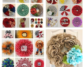 Tutorials Package:  Burlap & Scalloped Ruffle Burlap Wreaths; Flower and Extra-full Ruffle Wreaths -- Much More Tutorials--see Description!