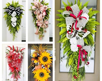 Stunning Swag Tutorials: Learn how to make beautiful mesh and greenery swags, fabric balls, heart wreath attachments & bows!