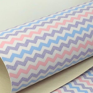 Purple, Pink and Blue Chevron Sheet - Faux Leather Sheets for bows, earrings, wallets, shoes, journals, scrapbooking & more - spring Easter