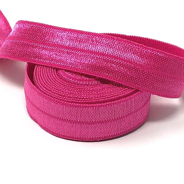 Solid Fuscia Fold Over Elastic - FOE - Elastic for headbands - soft elastic for ponytail holders - baby headband supplies - sewing supplies