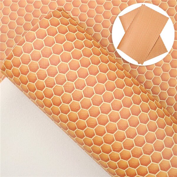 Honeycomb Faux Leather Sheet - Faux Leather Sheets for bows, earrings, wallets, shoes, journals, scrapbooking & more - Bees, Bugs, Bee hive