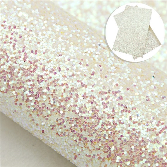 Chunky Glitter Fabric Sheets Iridescent White Ice