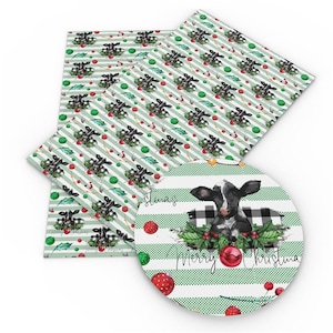 Christmas Cow Faux Leather Sheet