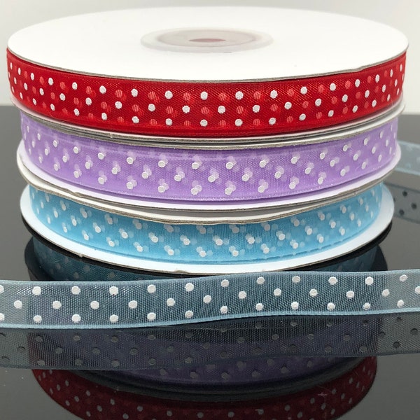 3/8” Swiss Dot Organza Ribbon - Cute bow additions - sewing supplies - tutu ribbon - ribbon for tactile toys