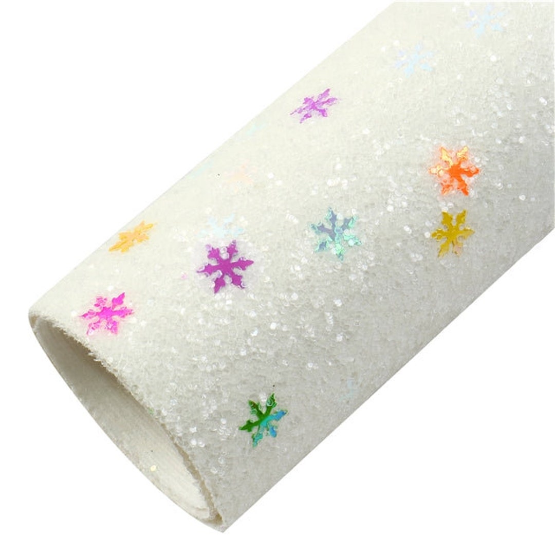 Chunky Glitter Fabric Sheets Iridescent White Ice