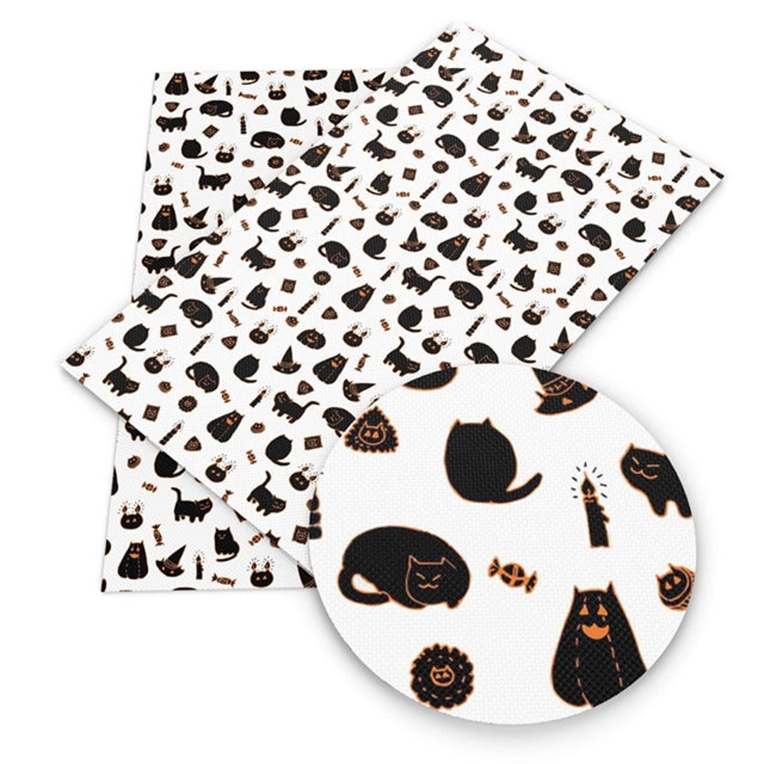 Black Cat Faux Leather Sheet Etsy