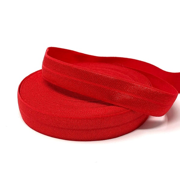 Solid Red Fold Over Elastic - FOE - Elastic for headbands - soft elastic for ponytail holders - baby headband supplies - sewing supplies