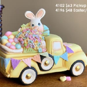 Bunny in the Easter Basket Ceramic Bisque Pickup truck insert  (ready to paint)