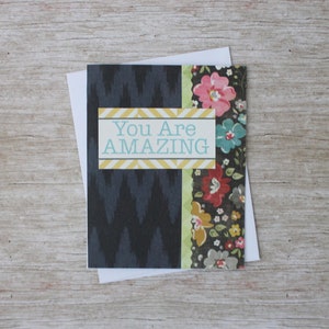You Are Amazing - Uplifting Card - Best Friend Gift - Colorful Floral - Embellished Card - Thank You Card - Blank Card - You&#39;re the Best