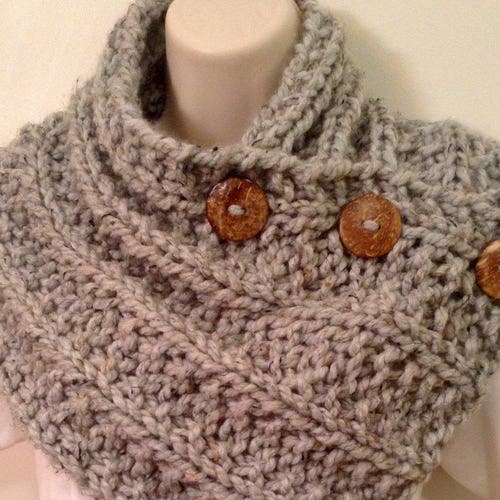 Gray Heather Chunky Knit Neck Warmer or Cowl Etsy