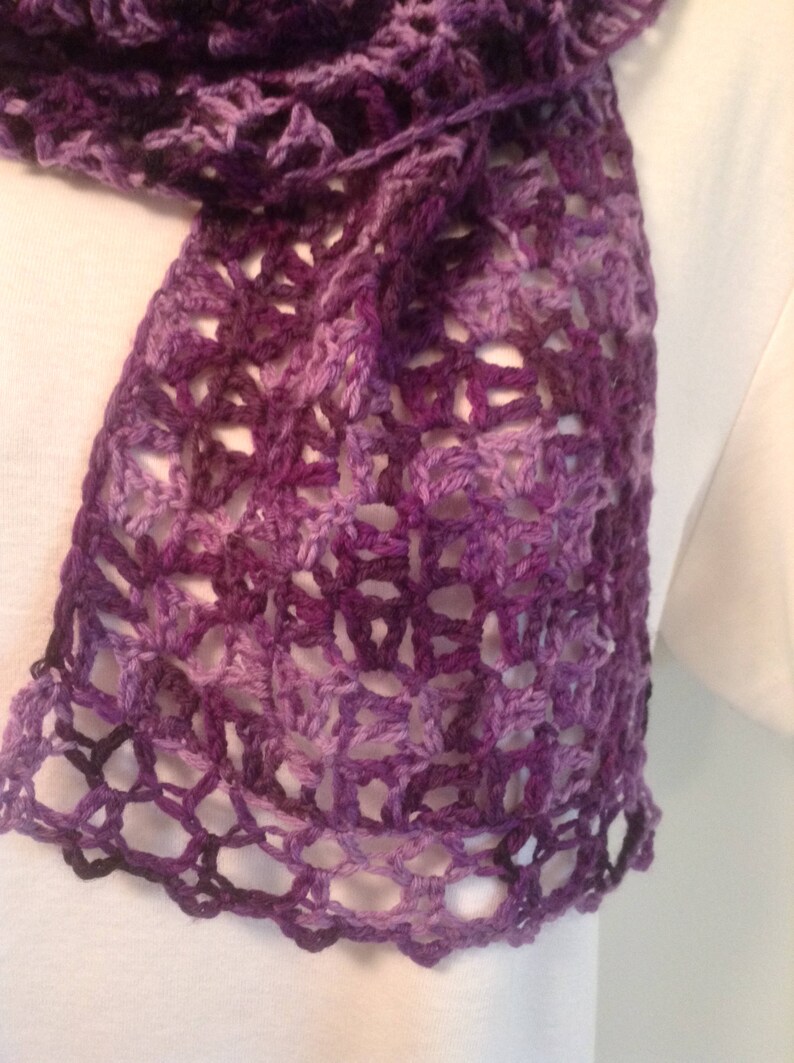 Purple Mix Lace Crochet Scarf | Etsy