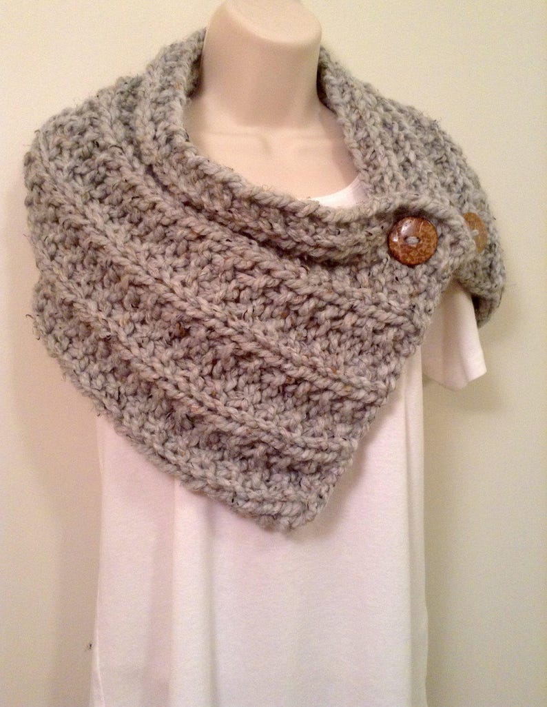 Gray Heather Chunky Knit Neck Warmer or Cowl Etsy