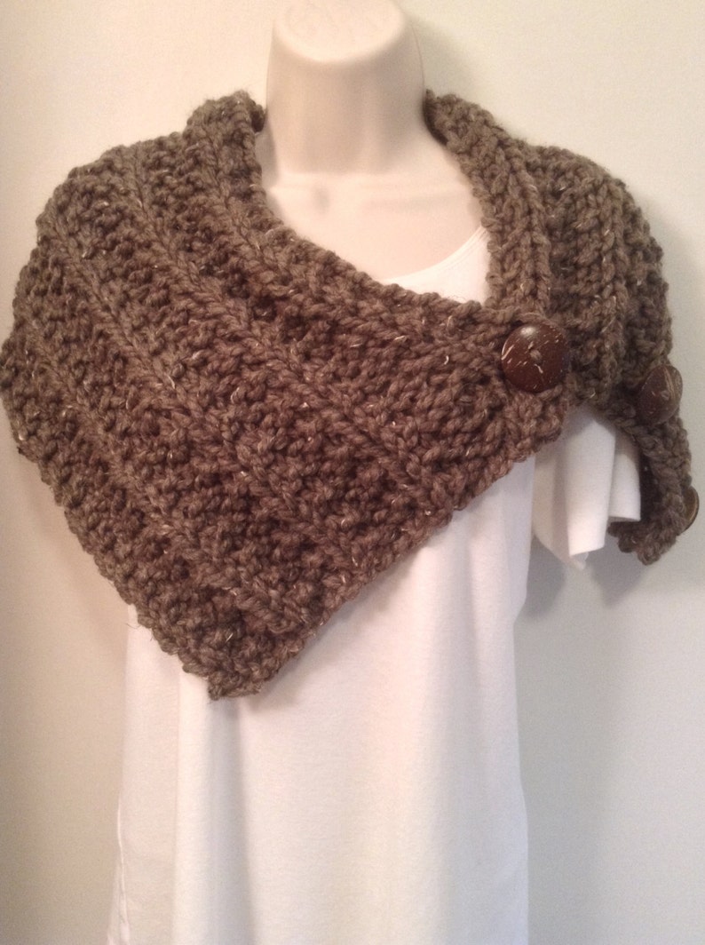 Brown Heather Chunky Knit Neck Warmer or Cowl - Etsy