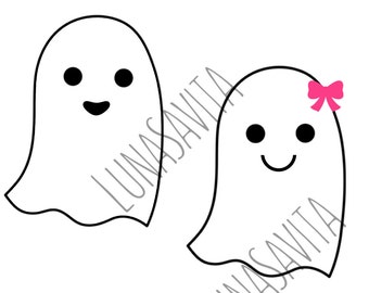 Ghosts SVG, DXF Files for Cricut Design Space, Silhouette Studio, Die Cut, Instant Download of svg, dxf, & jpg, Ghost Girl, Ghost Boy