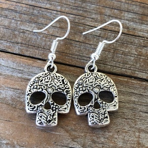 Sugar Skull Earrings, Halloween Earrings, Halloween Jewelry