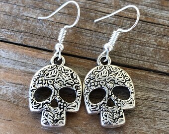 Sugar Skull Earrings, Halloween Earrings, Halloween Jewelry