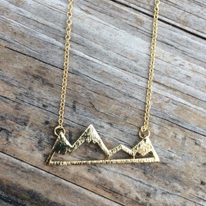 Gold Mountain Necklace, Mountain Charm Necklace, California Necklace, Northwest Necklace, Gift for her, 18k Gold plated image 1