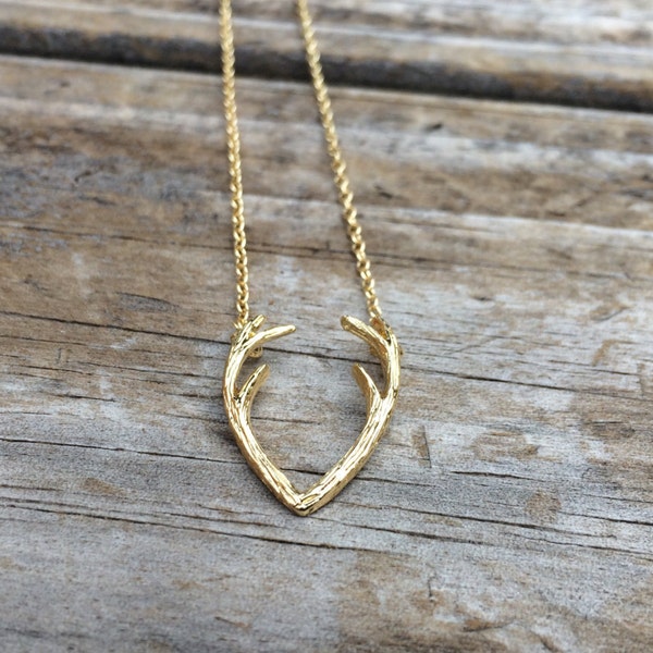 Gold Antler Necklace, Antler Necklace, Deer Necklace, Gold Necklace, Gold Antler