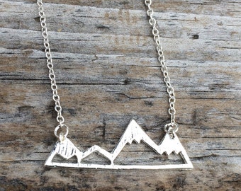 Silver Mountain Necklace, Mountain Charm Necklace, California Necklace, Northwest Necklace, Gift for her