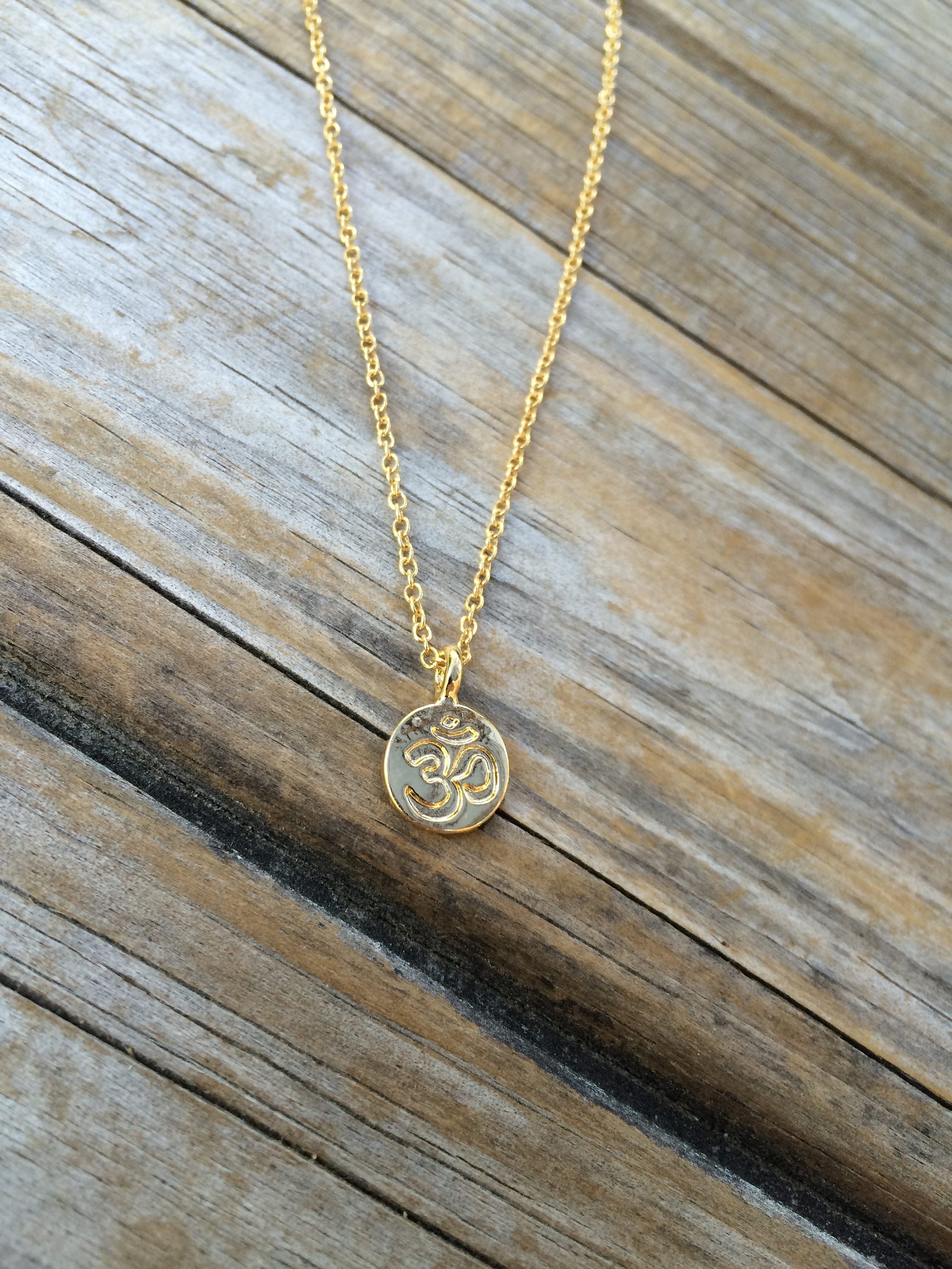 Gold Ohm Necklace Zen Charm Necklace Spiritual Necklace Ohm Etsy