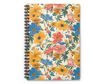 Vintage Summer Florals Spiral Notebook - Ruled Line