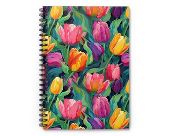 Spring Tulips Spiral Notebook - Ruled Line, Floral Book