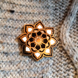 Sun Mandala Pin, Enamel Pin, Hard Enamel Pin, Brooch, Gold Pin, Lapel Pin, Mandala Pin, Stocking Stuffers, California Pin image 2