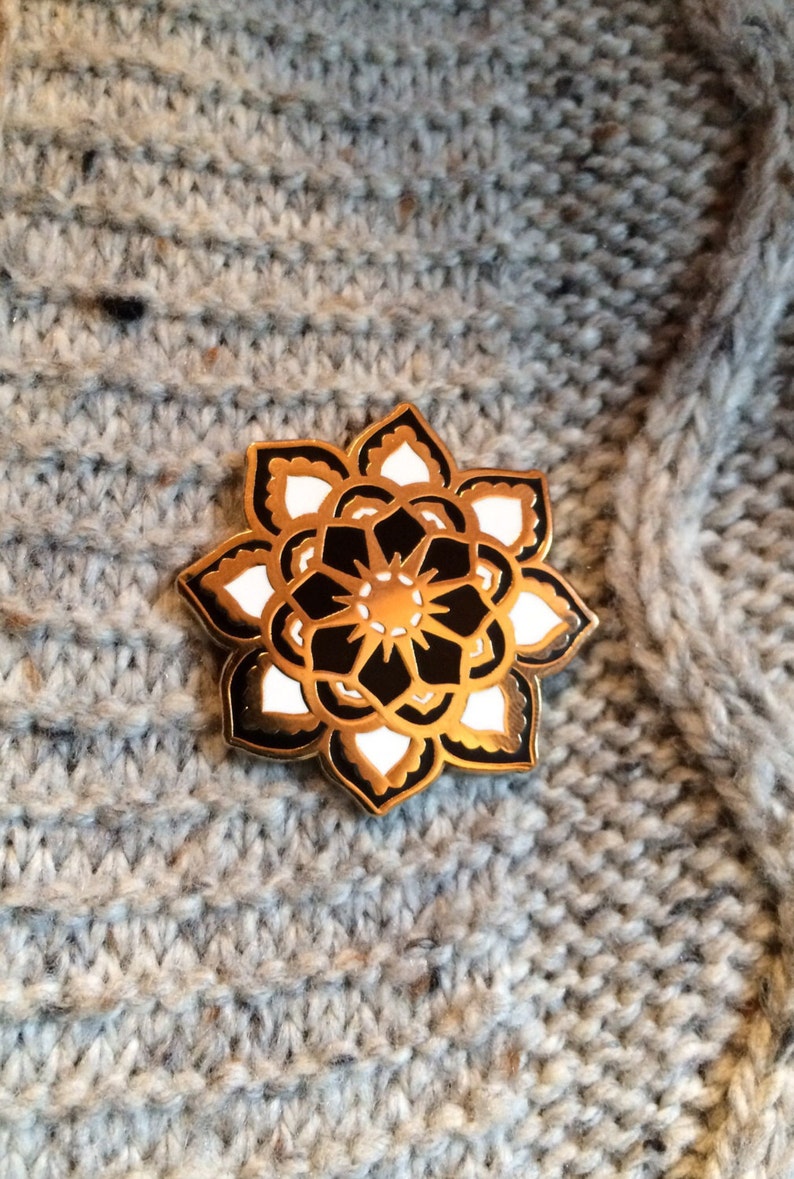 Sun Mandala Pin, Enamel Pin, Hard Enamel Pin, Brooch, Gold Pin, Lapel Pin, Mandala Pin, Stocking Stuffers, California Pin image 2