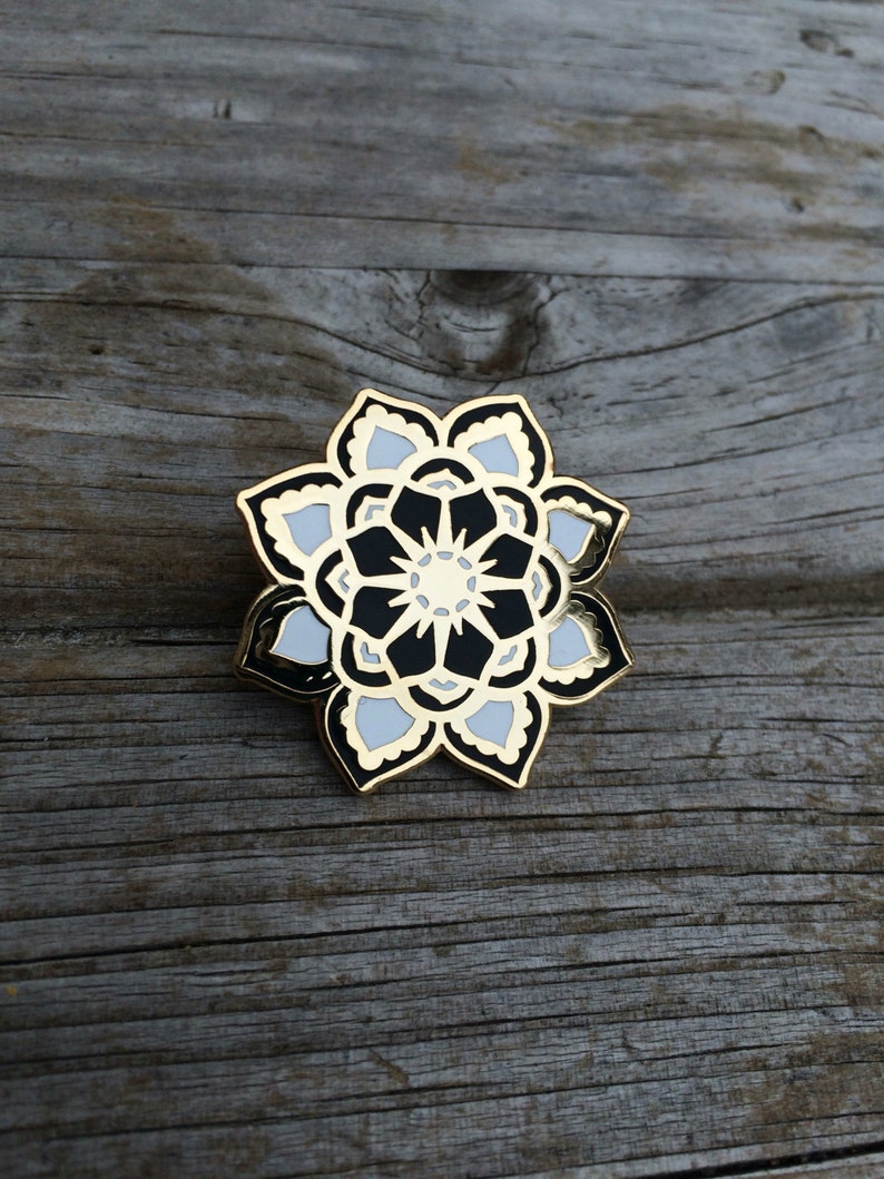 Sun Mandala Pin, Enamel Pin, Hard Enamel Pin, Brooch, Gold Pin, Lapel Pin, Mandala Pin, Stocking Stuffers, California Pin image 1