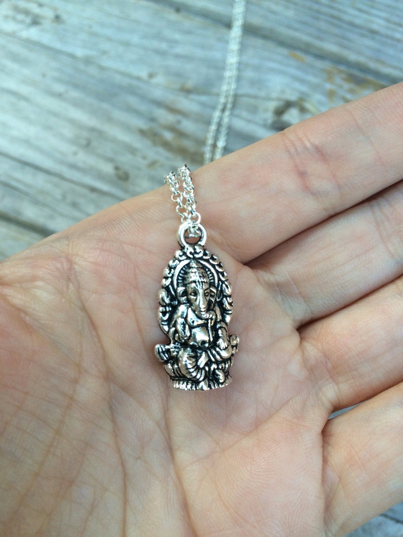 Ganesha Necklace, Charm Necklace, Elephant Necklace, Hindu Necklace, Yoga Necklace, Spiritual Necklace, Ohm Necklace, Gifts for her image 3