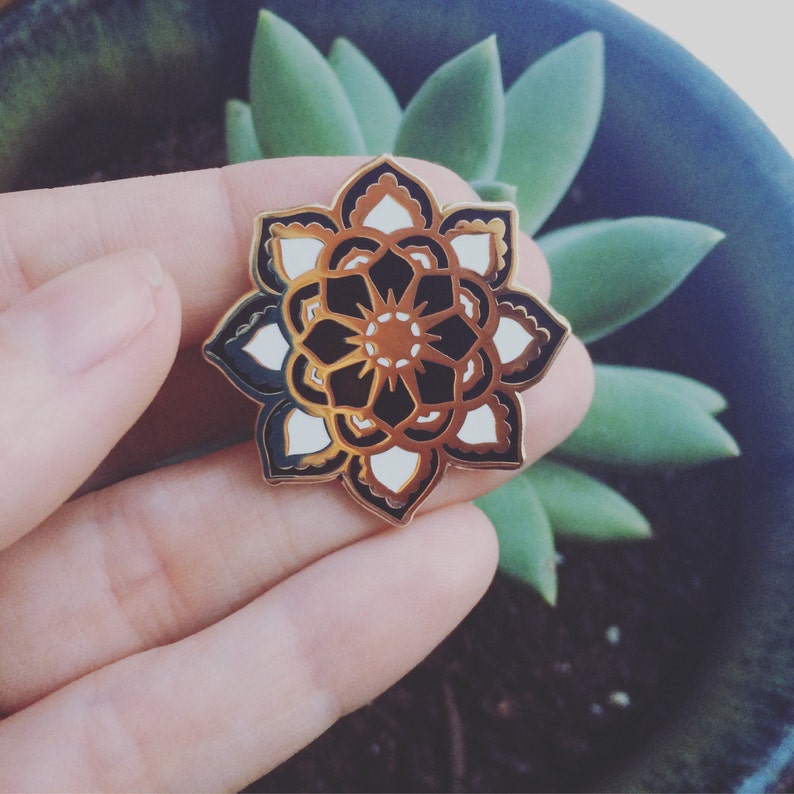 Sun Mandala Pin, Enamel Pin, Hard Enamel Pin, Brooch, Gold Pin, Lapel Pin, Mandala Pin, Stocking Stuffers, California Pin image 4