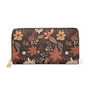 Boho Herbst Floral Reißverschluss Geldbörse