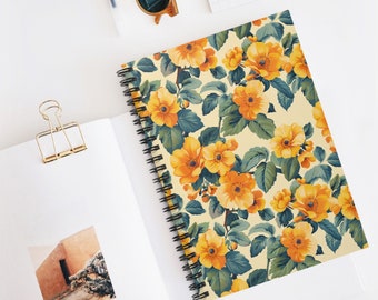 Yellow Summer Florals Spiral Notebook - Ruled Line