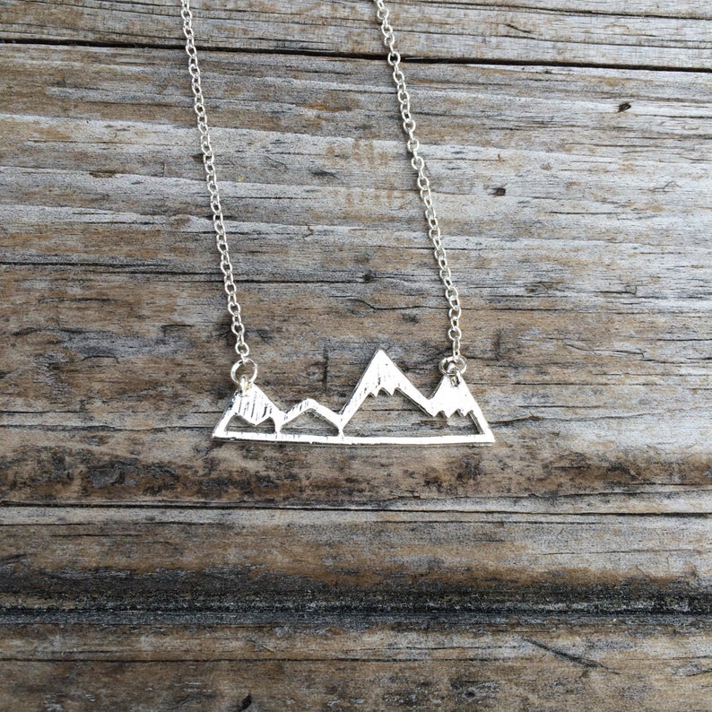 Silver Mountain Necklace, Mountain Charm Necklace, California Necklace, Northwest Necklace, Gift for her image 1