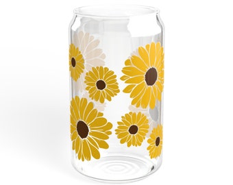 Sunflower Drinking Glass, 16oz