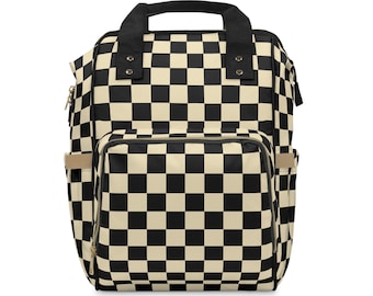 Black and White Checkered Diaper Bag Backpack