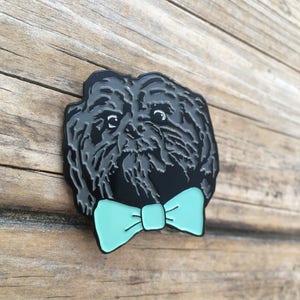 Bow Tie Dog Pin, Soft Enamel Pin, Brooch, Bow tie Pin, Lapel Pin, Shih tzu Pin, Gifts for him image 1