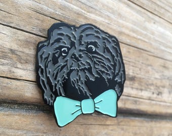 Bow Tie Dog Pin, Soft Enamel Pin, Brooch, Bow tie Pin, Lapel Pin, Shih tzu Pin, Gifts for him